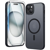 FNTCASE iPhone 15 Plus 14 Plus用電話ケース:マグネット式充電、耐衝撃、Magsafe対応 - つや消しオイルスプレータッチ
